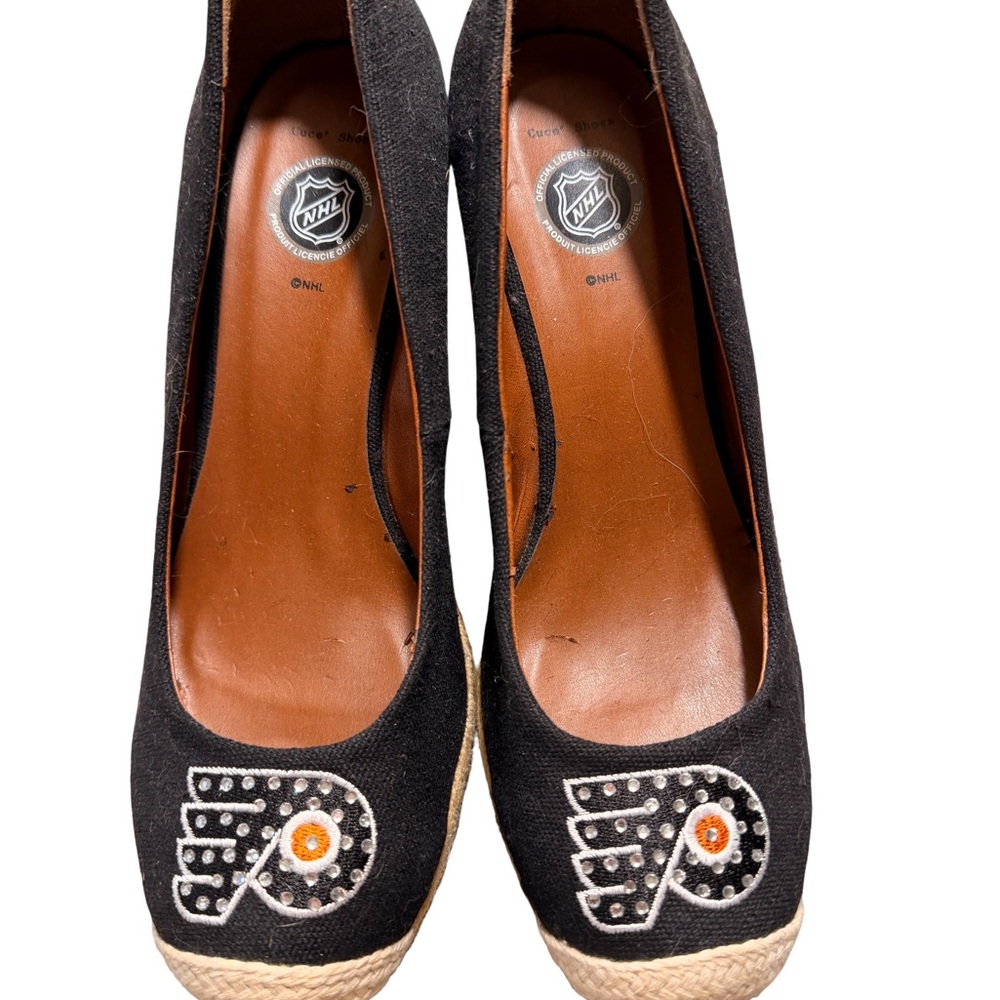NHL Black and Tan Women's Espadrille Shoes